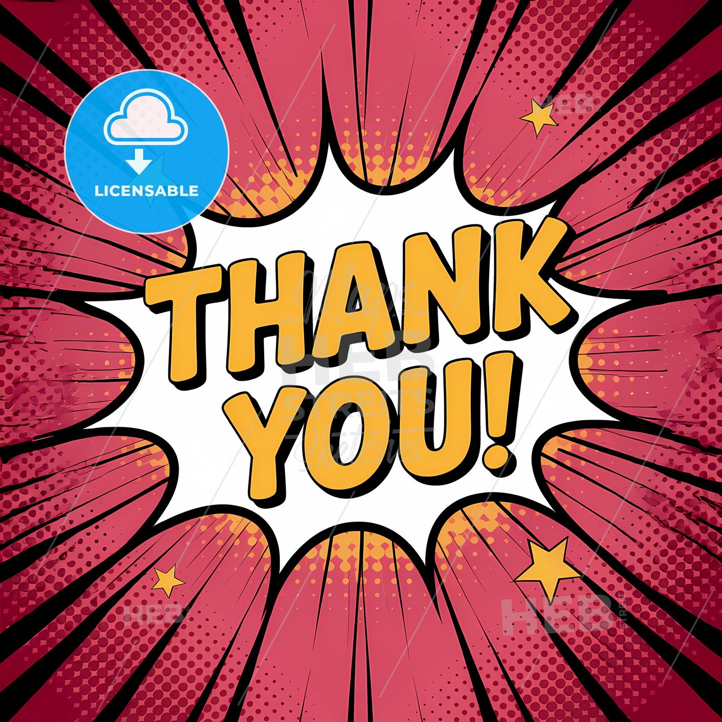 Vibrant Comic Book Burst: Bold THANK YOU! in a Playful Pop Art Style