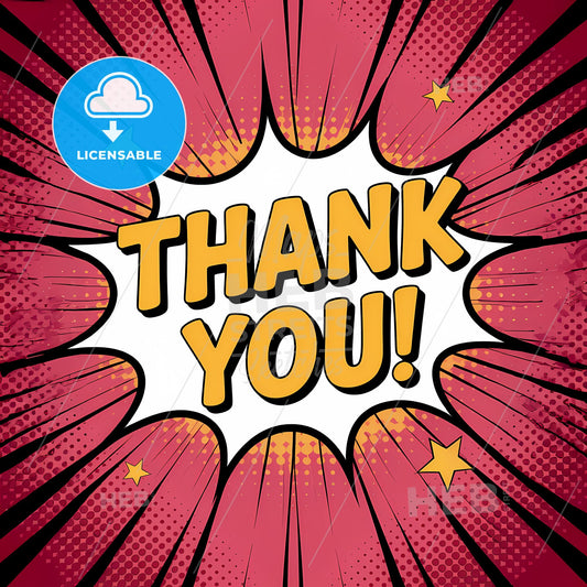 Vibrant Comic Book Burst: Bold THANK YOU! in a Playful Pop Art Style