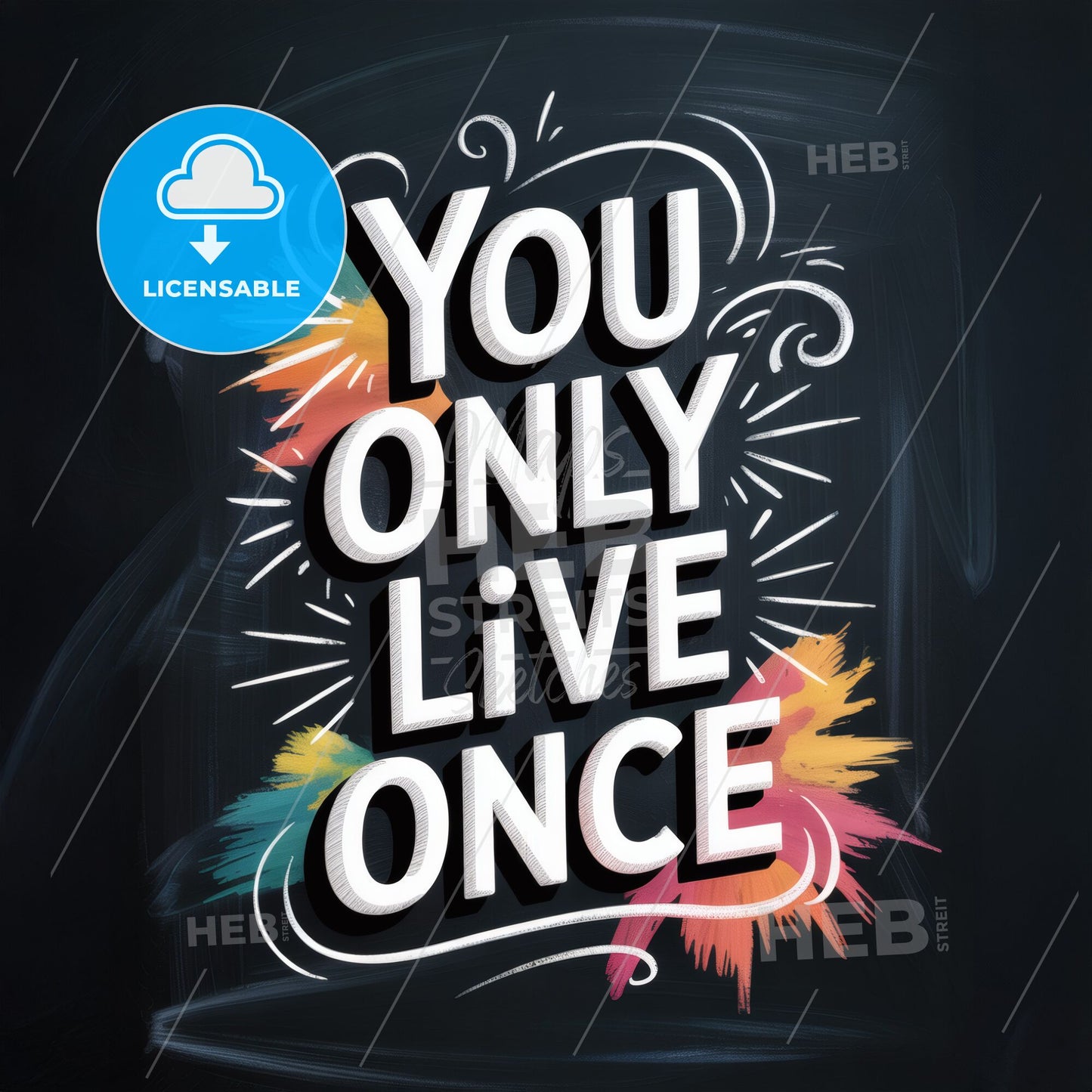 Vibrant Typography Art Encouraging Seize the Day: You Only Live Once!