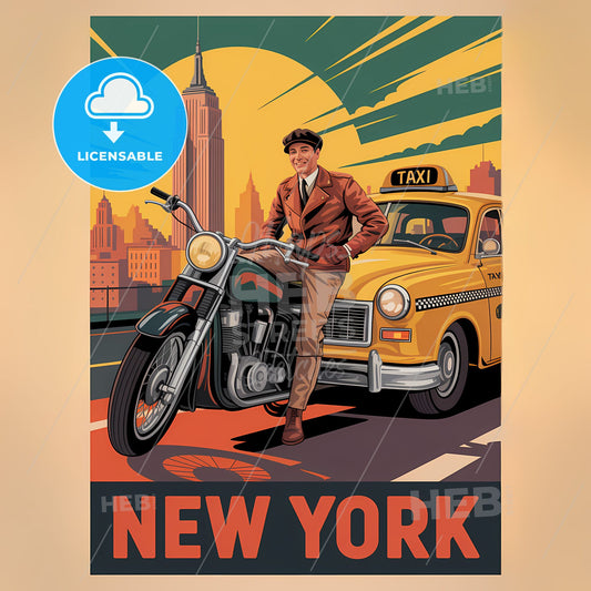 Vibrant Vintage New York City: Classic Adventure on Two Wheels