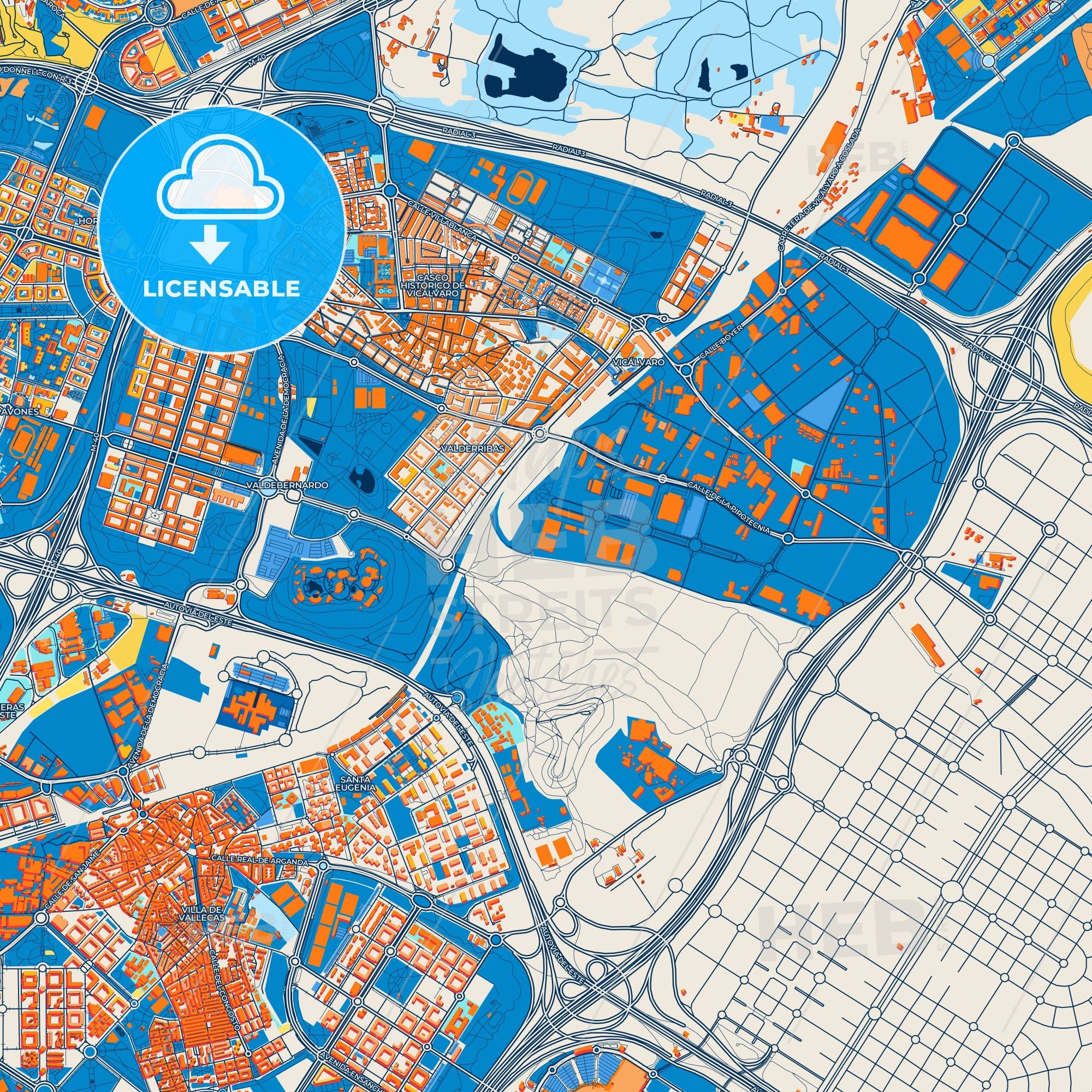 Colorful Vicálvaro Street Map With Labels And Buildings – HEBSTREITS