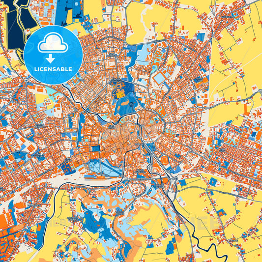 Colorful Vicenza Street Map with Labels and Buildings