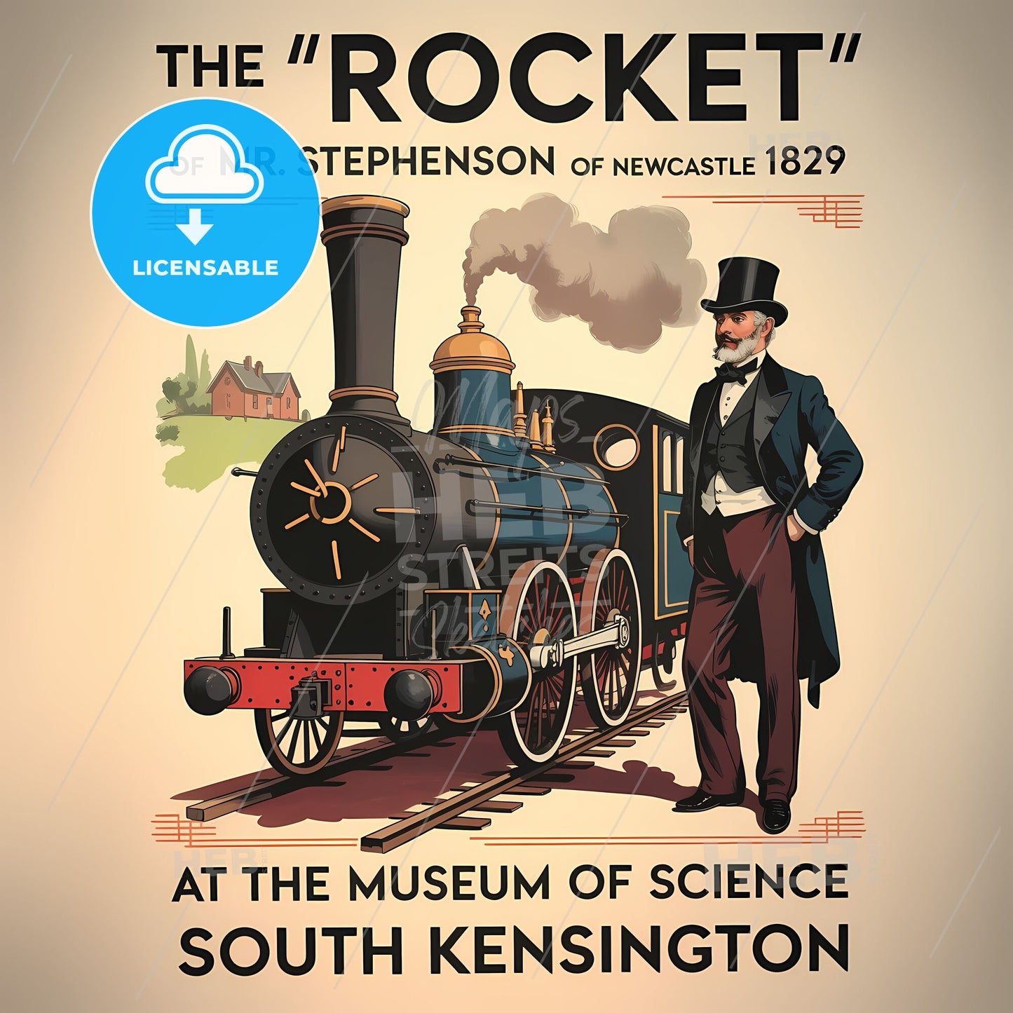 Victorian Elegance: The Historic Launch of Stephenson's Rocket Poster