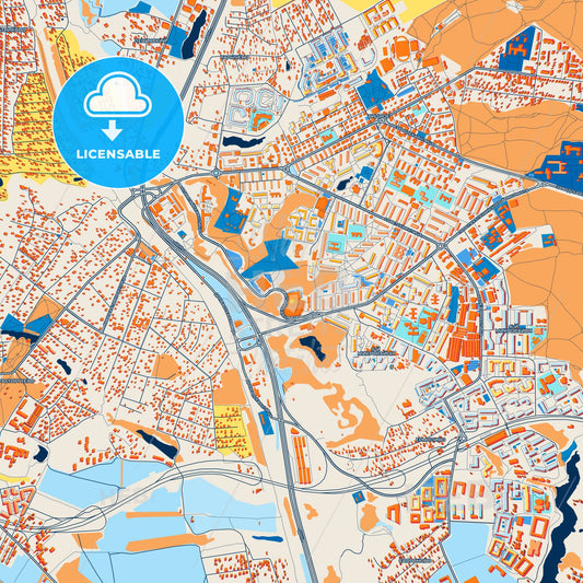 Colorful Vidnoye Street Map with Labels and Buildings