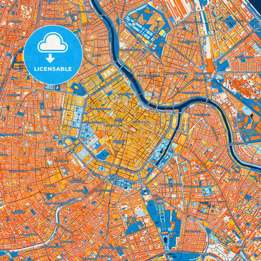 Colorful Vienna Street Map with Labels and Buildings