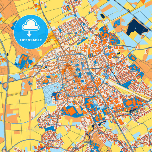 Colorful Viersen Street Map with Labels and Buildings