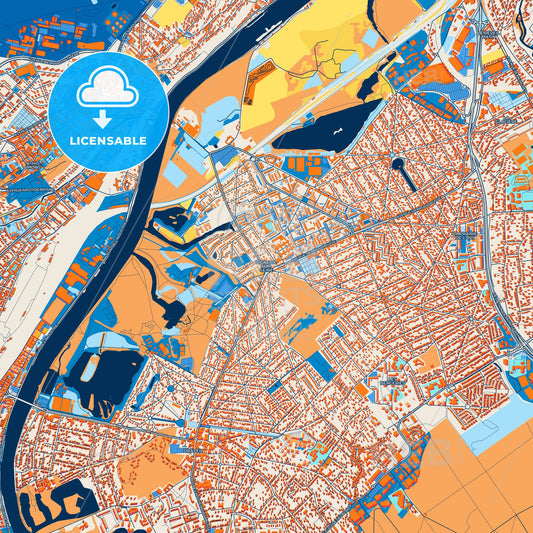 Colorful Vigneux-sur-Seine Street Map with Labels and Buildings
