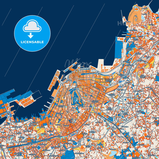 Colorful Vigo Street Map with Labels and Buildings