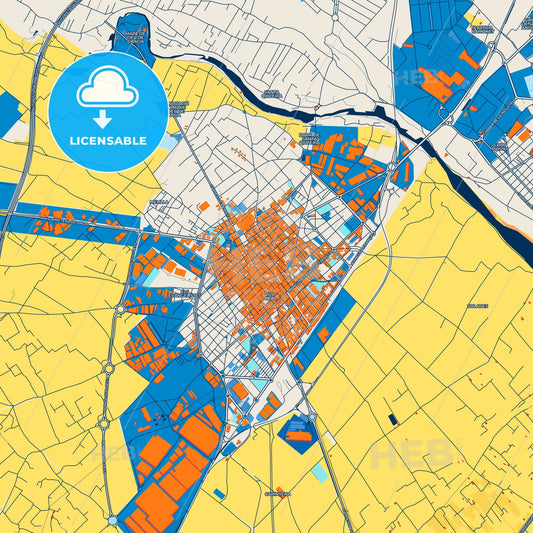 Colorful Vila-real Street Map with Labels and Buildings