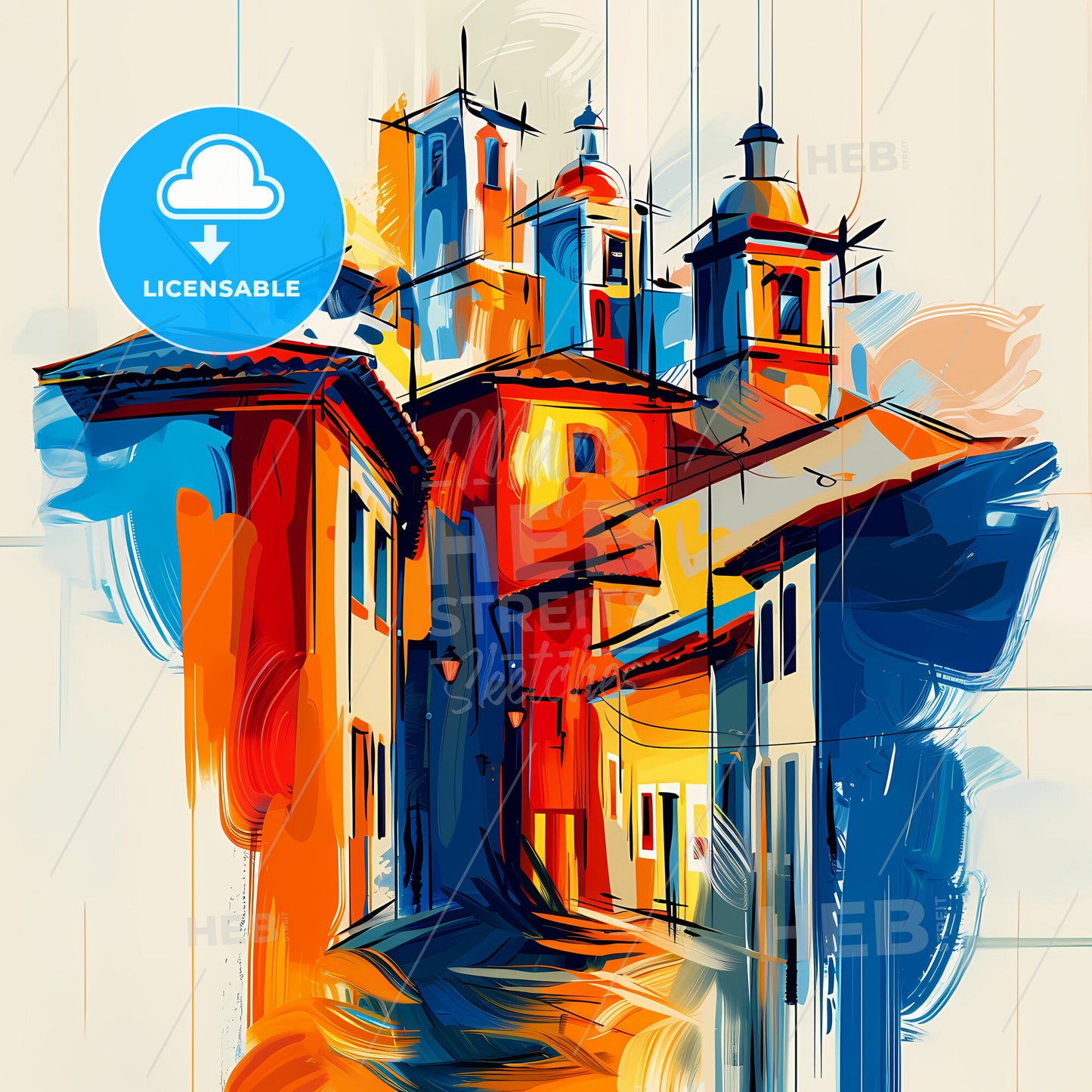 Vibrant Vila Velha, Brazil - A Colorful Painting Of Buildings