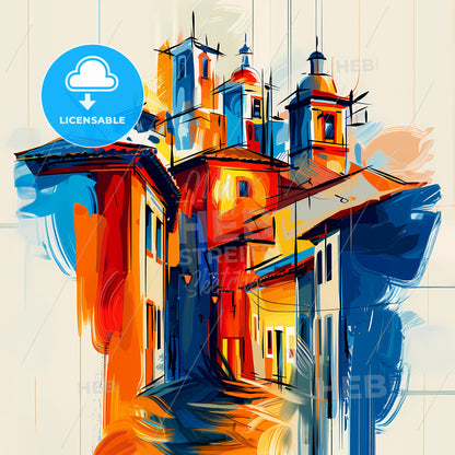 Vibrant Vila Velha, Brazil - A Colorful Painting Of Buildings