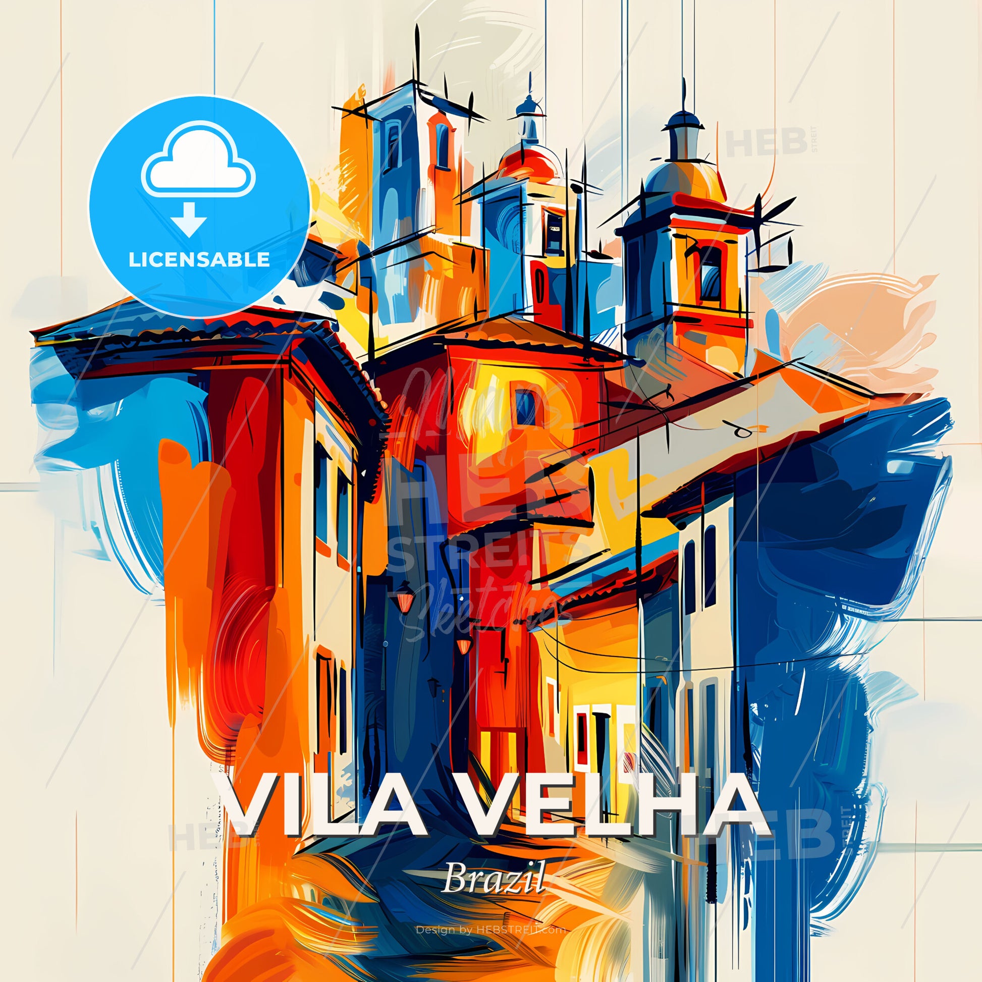 Vibrant Vila Velha, Brazil - A Colorful Painting Of Buildings - Square format print template