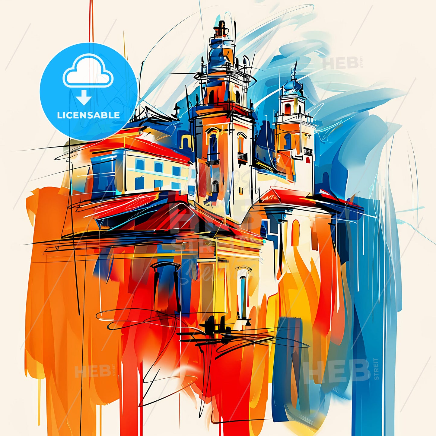 Vibrant Vila Velha, Brazil - A Painting Of A Building