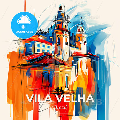 Vibrant Vila Velha, Brazil - A Painting Of A Building - Square format print template