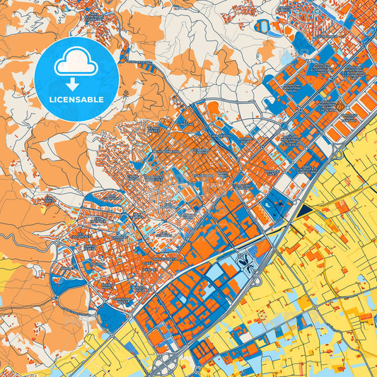 Colorful Viladecans Street Map with Labels and Buildings
