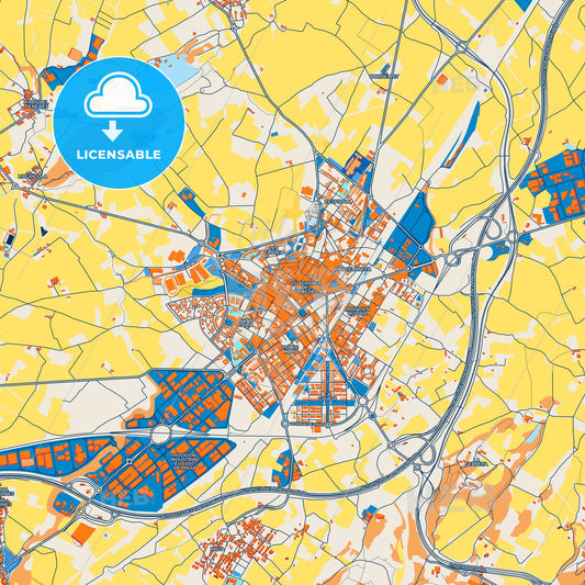 Colorful Vilafranca del Penedès Street Map with Labels and Buildings