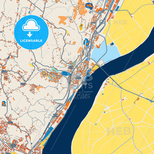 Colorful Vila Franca de Xira Street Map with Labels and Buildings