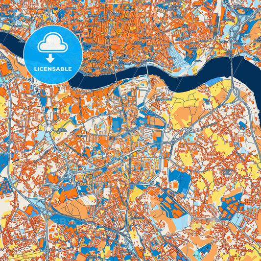 Colorful Vila Nova de Gaia Street Map with Labels and Buildings