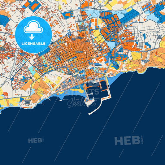 Colorful Vilanova i la Geltrú Street Map with Labels and Buildings