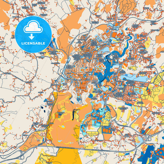 Colorful Vila Real Street Map with Labels and Buildings