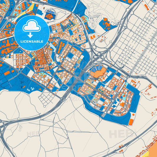Colorful Villa de Vallecas Street Map with Labels and Buildings