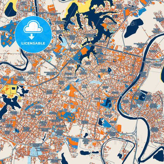 Colorful Villahermosa Street Map with Labels and Buildings