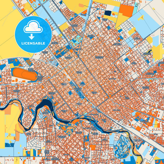 Colorful Villa Maria Street Map with Labels and Buildings