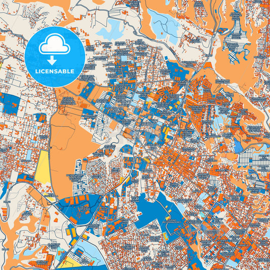 Colorful Villa Nueva Street Map with Labels and Buildings