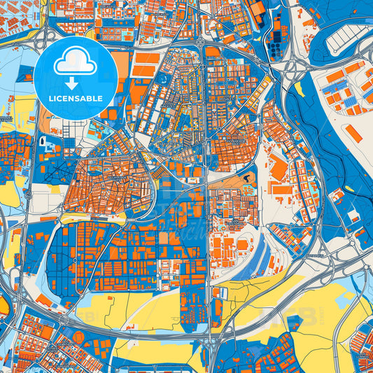 Colorful Villaverde Street Map with Labels and Buildings