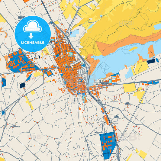 Colorful Villena Street Map with Labels and Buildings