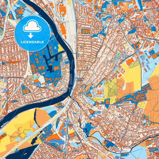 Colorful Villeneuve-Saint-Georges Street Map with Labels and Buildings