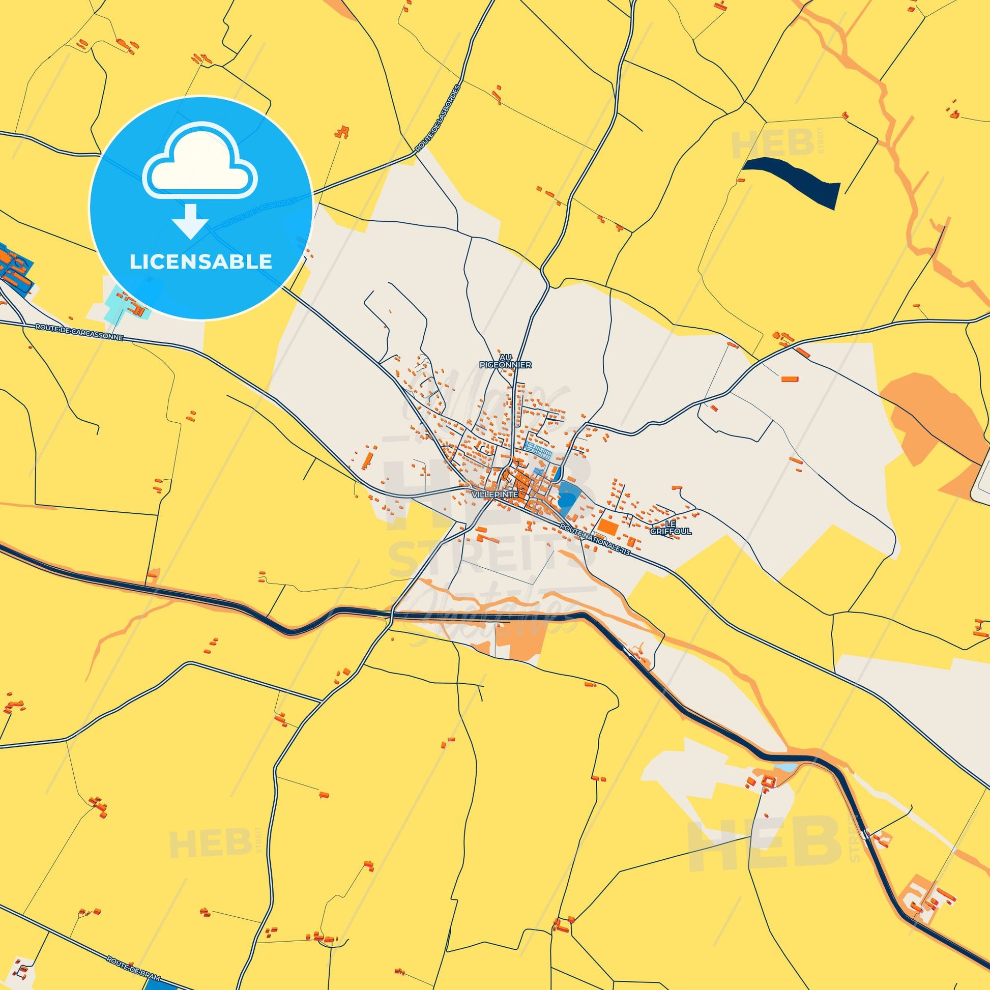 Colorful Villepinte Street Map with Labels and Buildings