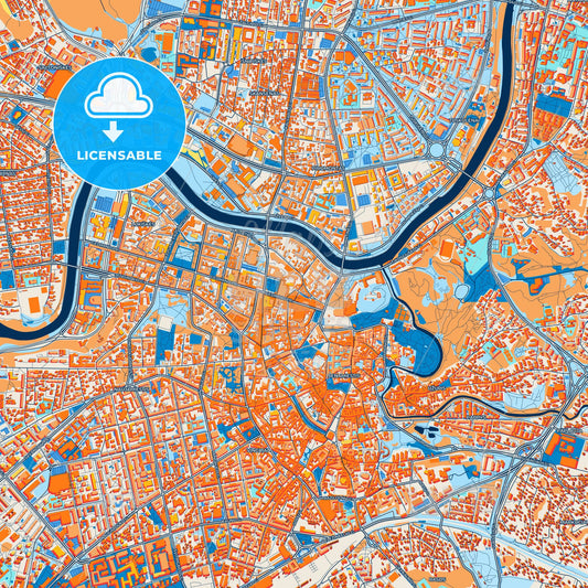 Colorful Vilnius Street Map with Labels and Buildings