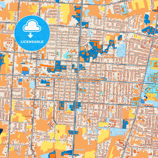 Colorful Vineland Street Map with Labels and Buildings