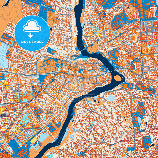 Colorful Vinnytsia Street Map with Labels and Buildings