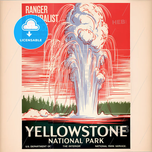 Vintage Geyser Majesty: Yellowstone National Park Travel Poster
