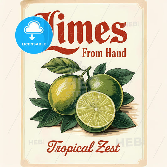 Vintage Lime Label Art: A Bold Mid-Century Modern Citrus Delight