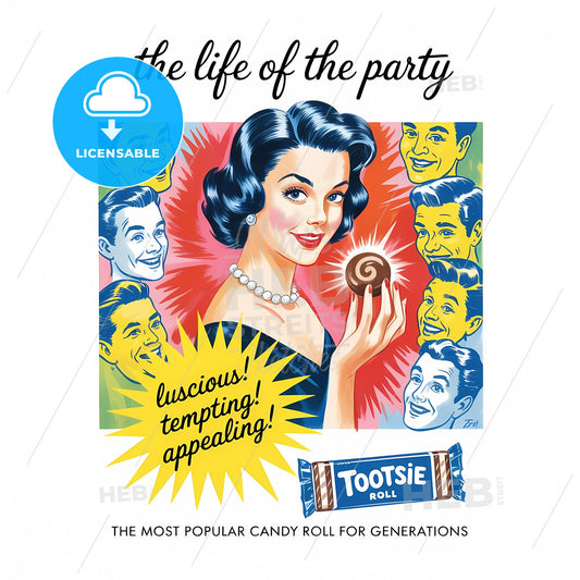 Vintage Tootsie Roll Advertisement: Classic Charm of 1950s Indulgence