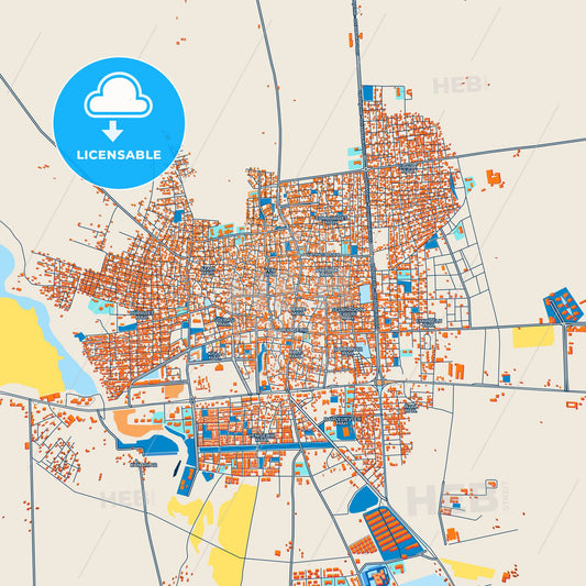 Colorful Viranşehir Street Map with Labels and Buildings