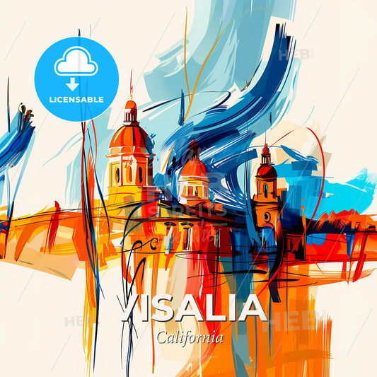 Vibrant Visalia, California - A Painting Of A Building With Colorful Paint - Square format print template
