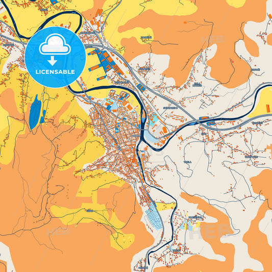 Colorful Visoko Street Map with Labels and Buildings