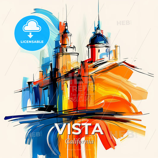 Vibrant Vista, California - A Painting Of A Building - Square format print template