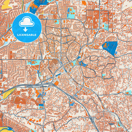 Colorful Vista Street Map with Labels and Buildings