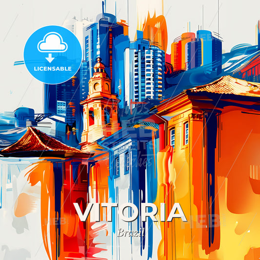 Vibrant Vitoria, Brazil - A Colorful Cityscape With A Tower - Square format print template