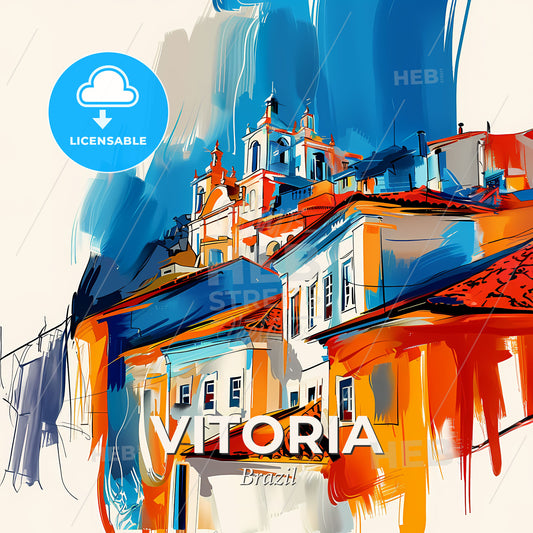 Vibrant Vitoria, Brazil - A Painting Of A Building - Square format print template