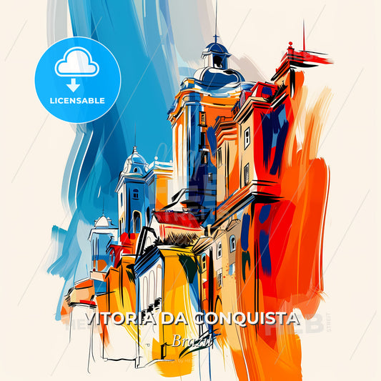Vibrant Vitoria Da Conquista, Brazil - A Colorful Painting Of A Building - Square format print template