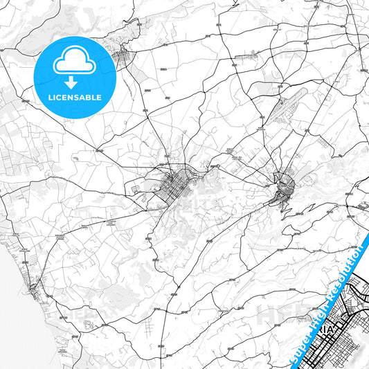 Vittoria, Italy light map with streetnames, citynames and districts