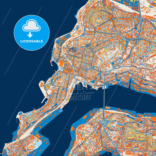 Colorful Vladivostok Street Map with Labels and Buildings