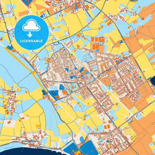 Colorful Voerde (Niederrhein) Street Map with Labels and Buildings