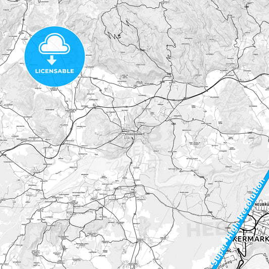 Völkermarkt, Austria light map with streetnames, citynames and districts